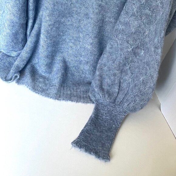 Free People Bali Samara One-Shoulder Sweater Celeste Alpaca Blend Tunic Blue - Picture 6 of 11